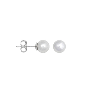 PENDIENTES PERLA SHELL PLATA 1ª LEY 6 MM