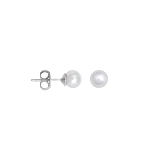 PENDIENTES PERLA SHELL PLATA 1ª LEY 5 MM