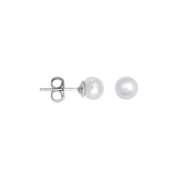 PENDIENTES PERLA SHELL PLATA 1ª LEY 5 MM