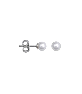 PENDIENTES PERLA SHELL PLATA 1ª LEY 4 MM