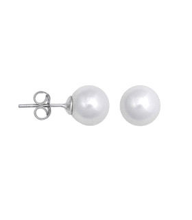 PENDIENTE PERLA SHELL PLATA 1ª LEY 8 MM