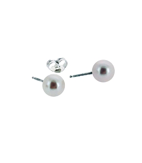PENDIENTE PERLAS PLATA 1ª LEY 7 MM.
