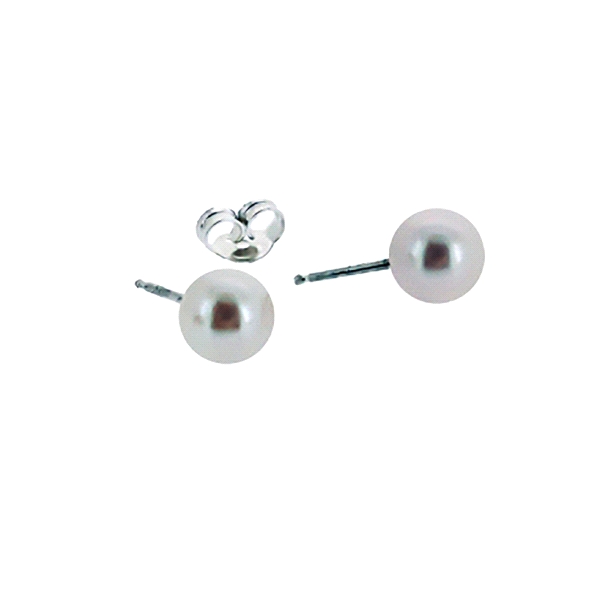 PENDIENTE PERLAS PLATA 1ª LEY 7 MM.