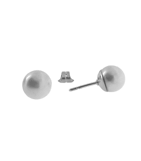 PENDIENTE PERLA SHELL PLATA 1ª LEY 9 MM.