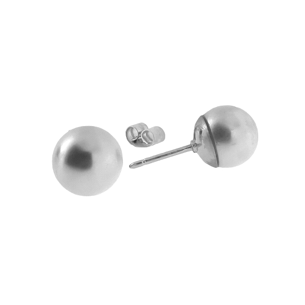 PENDIENTE PERLA SHELL PLATA 1ª LEY 10 MM