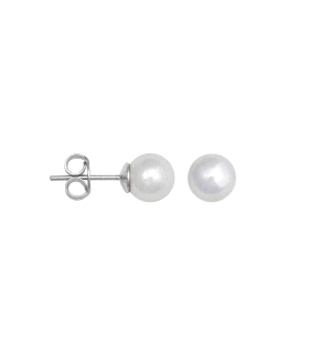 PENDIENTE PERLA SHELL PLATA 1ª LEY 6 MM