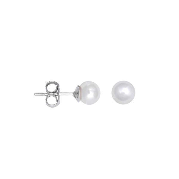 PENDIENTES PERLA SHELL PLATA 1ª LEY 5 MM