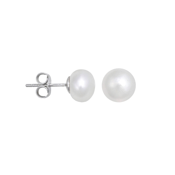 PENDIENTE PERLA NATURAL PLATA 1ª LEY 5MM