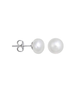 PENDIENTE PERLA PLATA 1ªLEY 7 MM PRESION