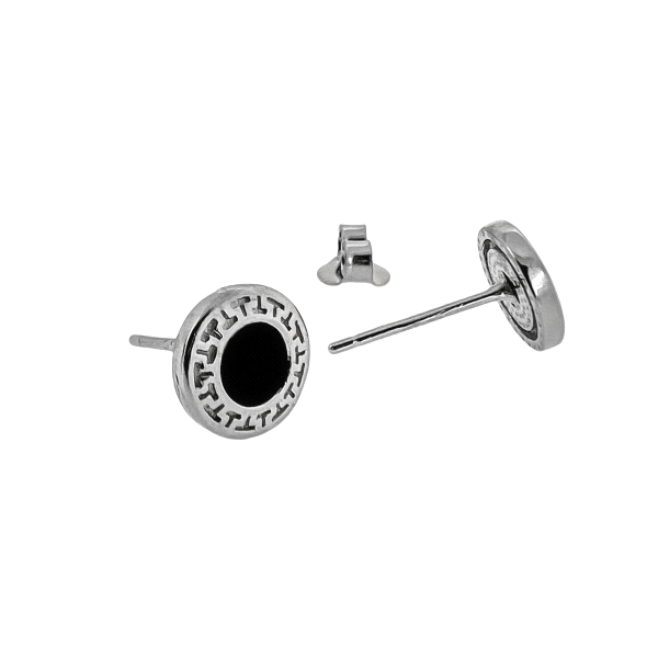 PENDIENTE ONIX PLATA 1ª LEY 7,5 MM EXTER