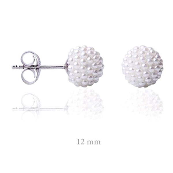 PENDIENTE BOLITAS PERLA PLATA 1ªLEY 12MM