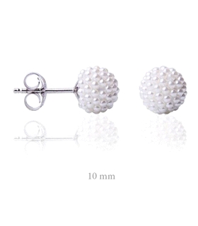 PENDIENTE BOLITAS PERLA PLATA 1ªLEY 10MM