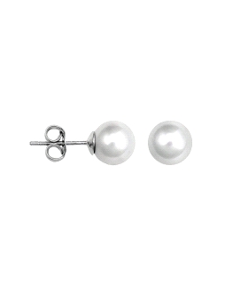 PENDIENTES PERLA PLATA 1ª LEY 7 MM.