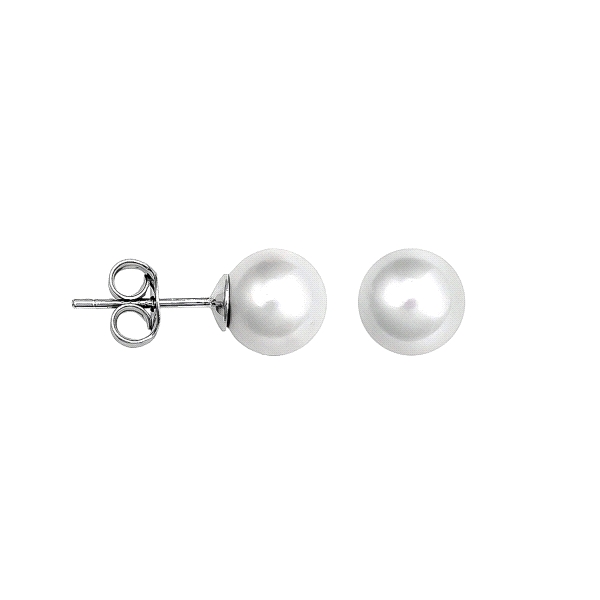 PENDIENTES PERLA PLATA 1ª LEY 7 MM.