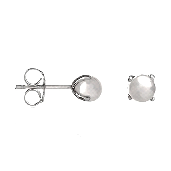 PENDIENTES PERLA PLATA 1ª LEY 6MM. 4 GAR