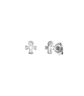 PENDIENTES CRUZ DE LA VIDA  UNISEX PLATA