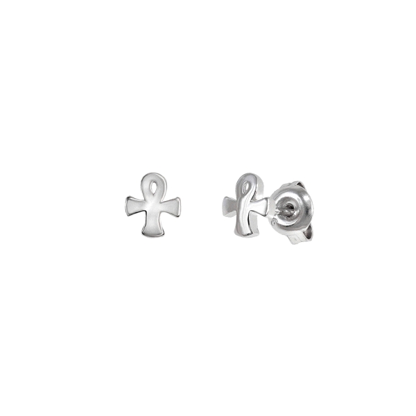 PENDIENTES CRUZ DE LA VIDA  UNISEX PLATA