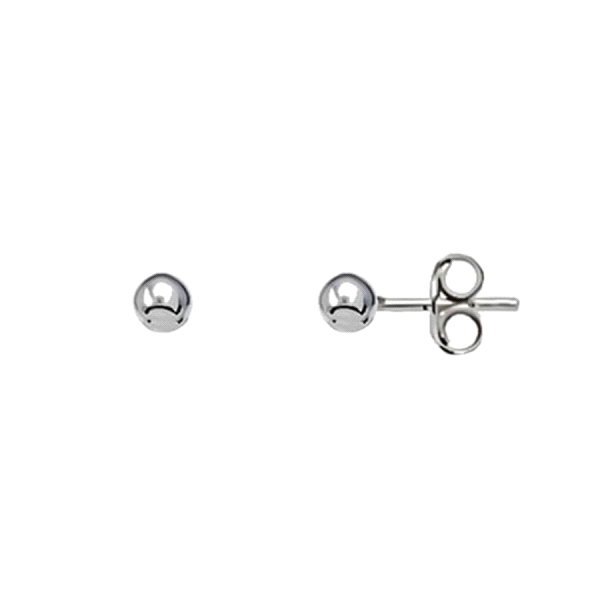 PENDIENTE BOLA PLATA 1ª LEY RODIADA 3 MM