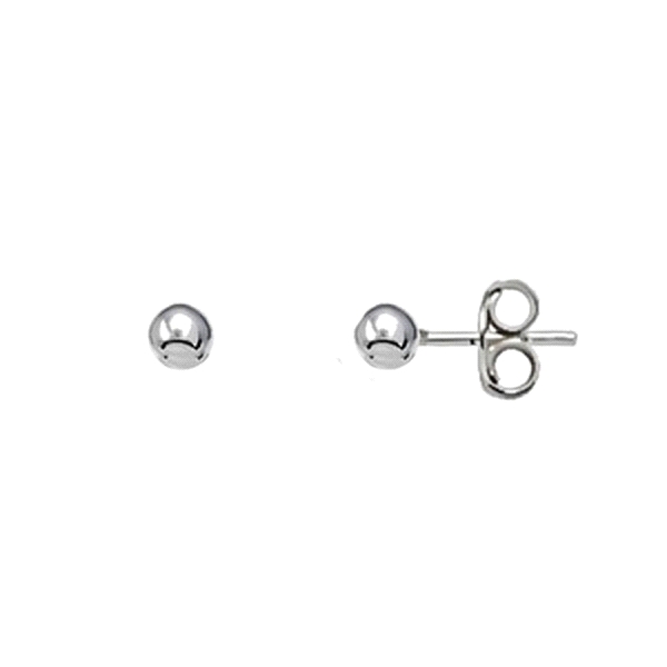 PENDIENTE BOLA PLATA 1ª LEY RODIADA 2 MM