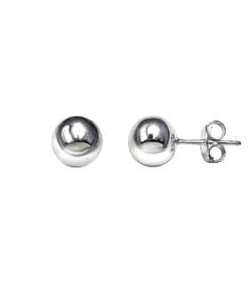 PENDIENTE BOLA PLATA 1ª LEY RODIADA 8 MM