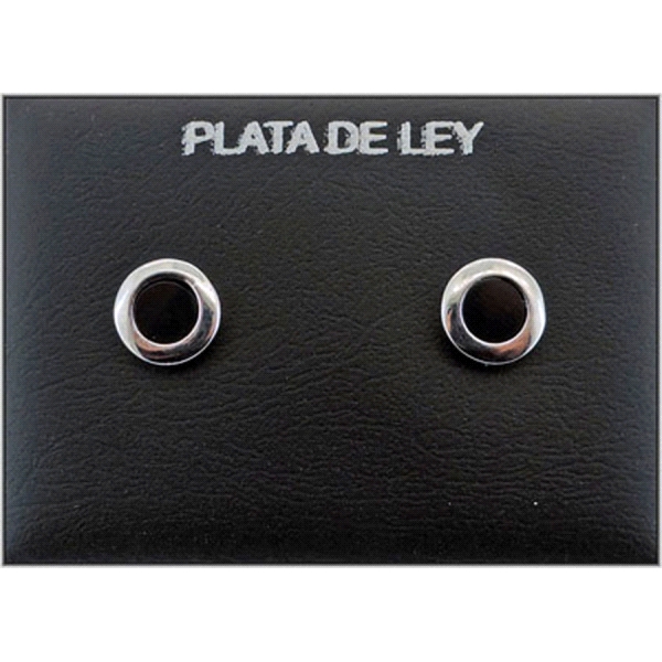PENDIENTE ONIX PLATA 1ª LEY 8,5 MM RODIA