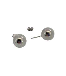 PENDIENTE BOLA BRILLO PLATA 1ª LEY 12 MM