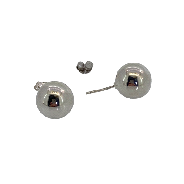 PENDIENTE BOLA BRILLO PLATA 1ª LEY 12 MM