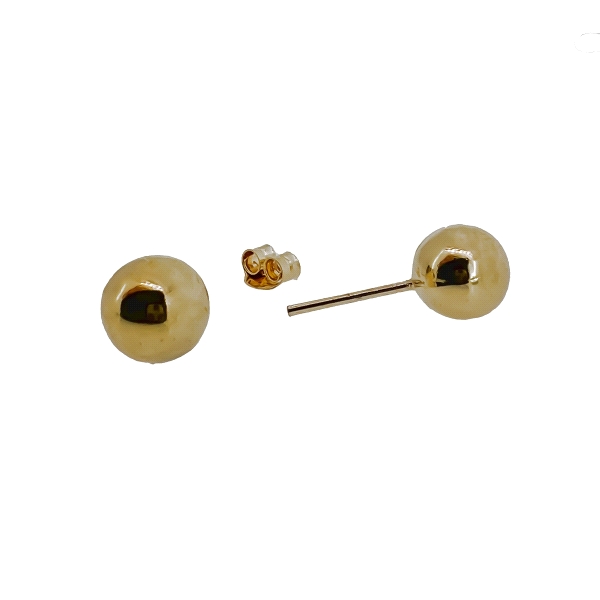 PENDIENTES MUJER BOLA BRILLO PLATA 1ª LEY CHAPADOS 8 MM