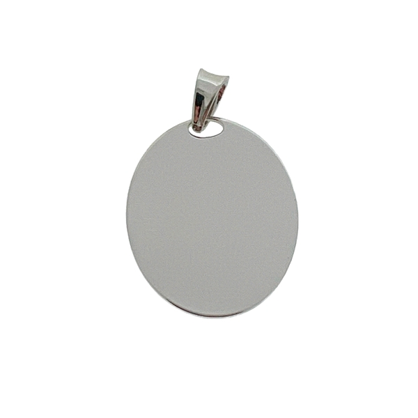 COLGANTE PLACA OVAL PLATA 1ª LEY 24 X 18