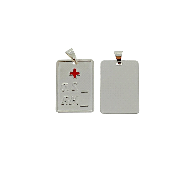 PLACA RH PLATA PRIMERA LEY 24 X 16 MM
