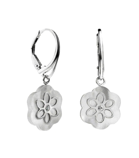 PENDIENTE FLOR NACAR ZIRCO PLATA 925 MIL.