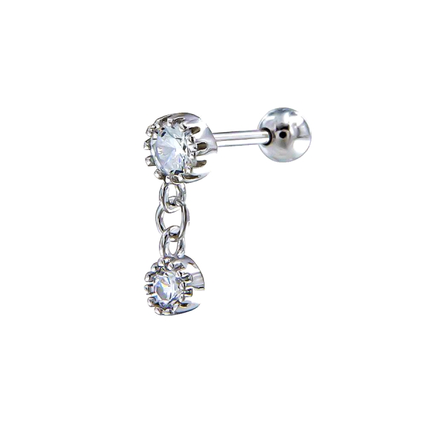 PIERCING PLATA PRIMERA LEY 4 / 3 / 11 MM