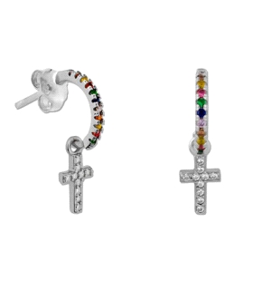 PENDIENTE MODA PLATA 1ª LEY 10MM CRUZ