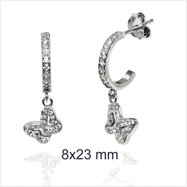 PENDIENTE ARO PLATA 1ªLEY 8X23 ZIRCONITA