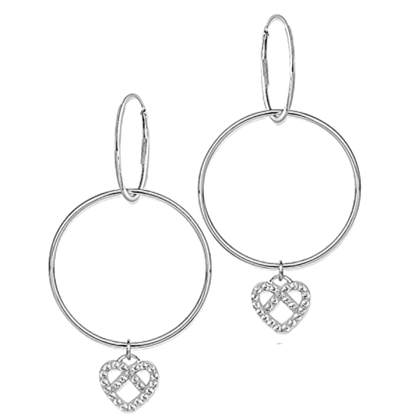 PENDIENTE CORAZON AROS PLATA 1ª LEY