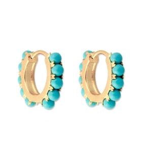 PENDIENTES ARO TURQUESA PLATA 1ªLEY 12MM