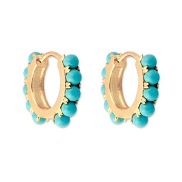 PENDIENTES ARO TURQUESA PLATA 1ªLEY 12MM