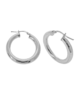 PENDIENTE ARO BRILLO PLATA 1ª LEY 4 X 28 MM.
