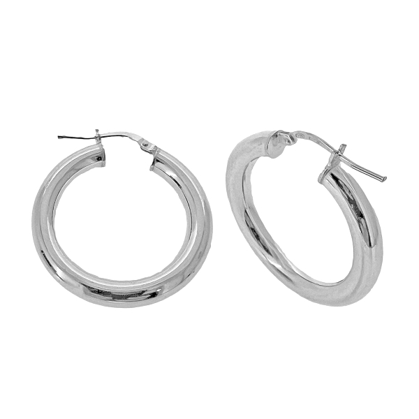 PENDIENTE ARO BRILLO PLATA 1ª LEY 4 X 28 MM.