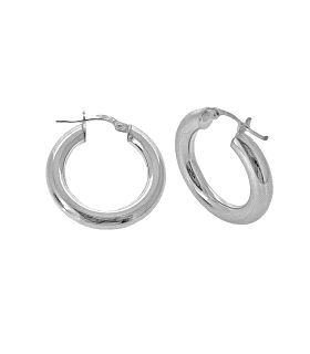 PENDIENTE ARO BRILLO PLATA 1ª LEY 4 X 23 MM.