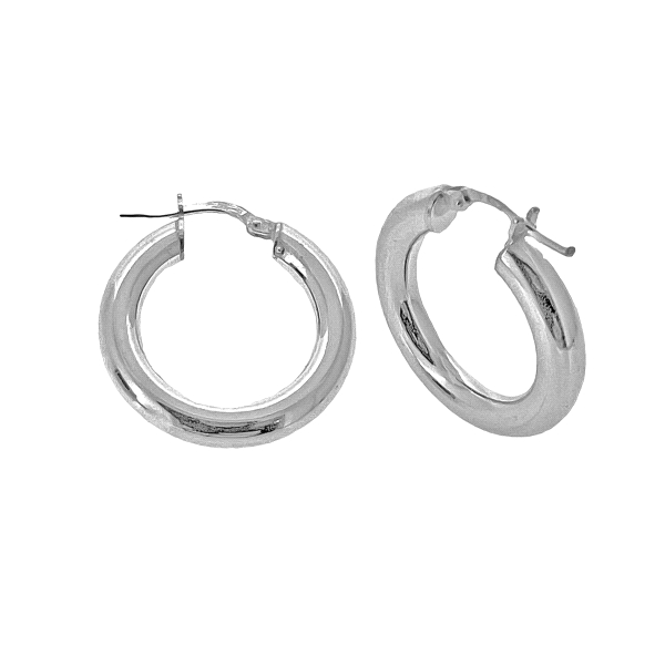 PENDIENTE ARO BRILLO PLATA 1ª LEY 4 X 23 MM.