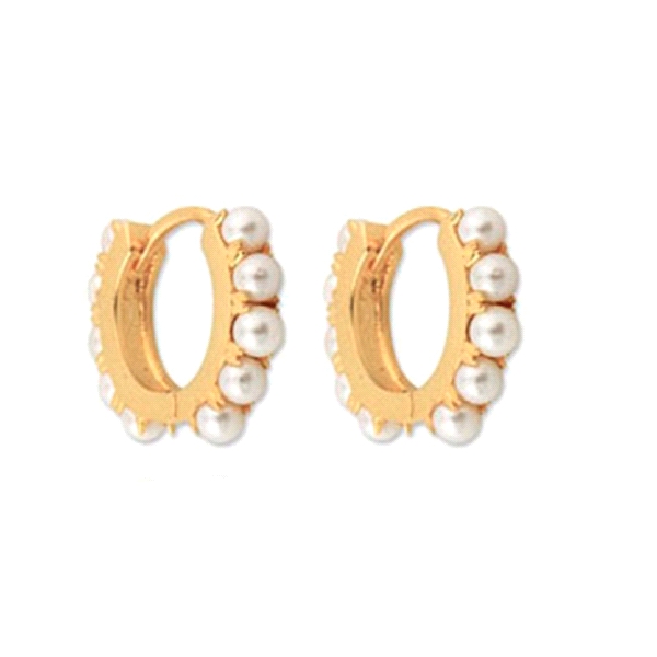 PENDIENTES ARO PERLA PLATA 1ª LEY 12MM