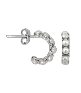 PENDIENTE AROS PERLA PLATA 1ª LEY 12 MM