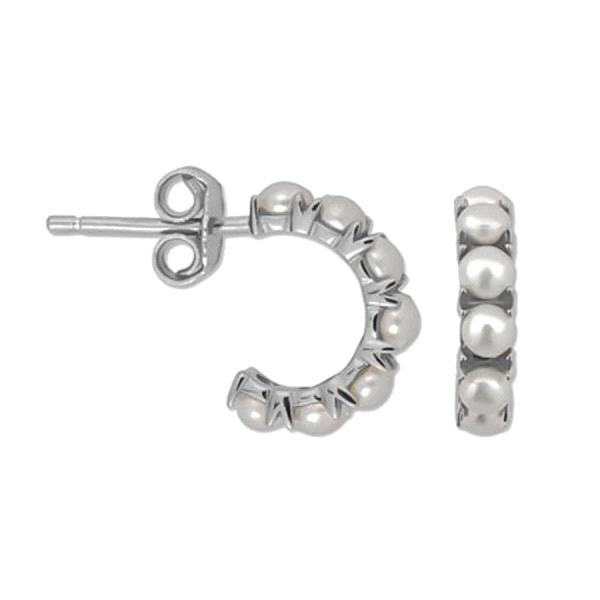 PENDIENTE AROS PERLA PLATA 1ª LEY 12 MM