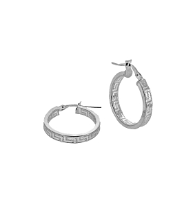 PENDIENTE AROS GRECA PLATA 1ª LEY 18X3
