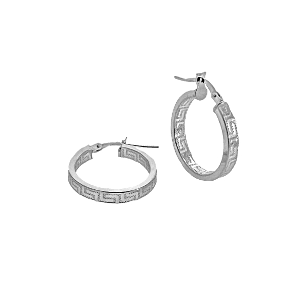 PENDIENTE AROS GRECA PLATA 1ª LEY 18X3