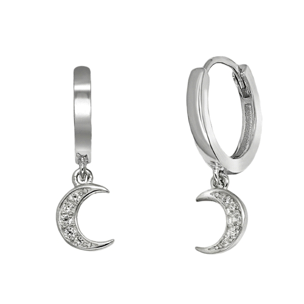PENDIENTE CRIOLLAS LUNA PLATA 1ª LEY