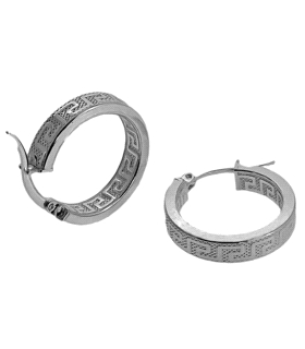 PENDIENTE ARO GRECA PLATA 1ª LEY 19X4
