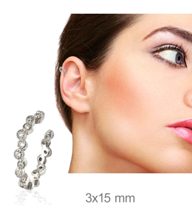 EAR CUFF PLATA 1ª LEY RODIADA 3 X 15 MM