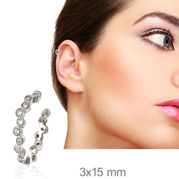 EAR CUFF PLATA 1ª LEY RODIADA 3 X 15 MM